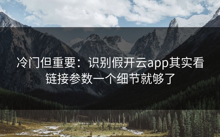 冷门但重要：识别假开云app其实看链接参数一个细节就够了