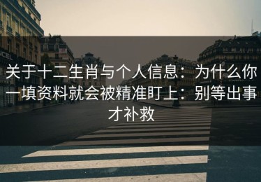 关于十二生肖与个人信息：为什么你一填资料就会被精准盯上：别等出事才补救