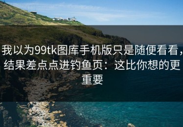 我以为99tk图库手机版只是随便看看，结果差点点进钓鱼页：这比你想的更重要