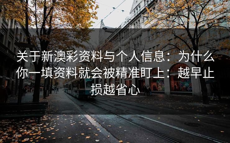 关于新澳彩资料与个人信息：为什么你一填资料就会被精准盯上：越早止损越省心
