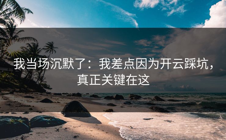 我当场沉默了：我差点因为开云踩坑，真正关键在这